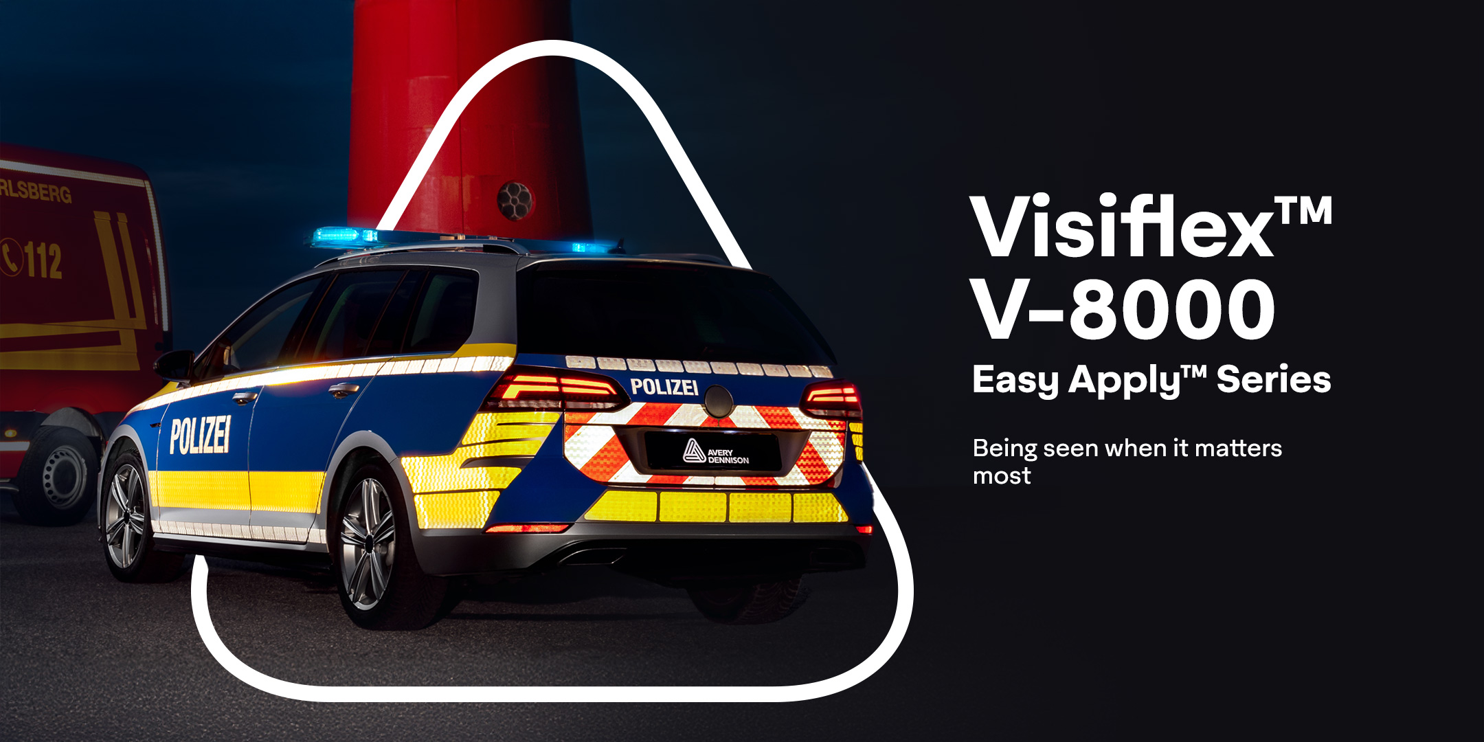 Striking and bold reflectivity product for critical safety and emergency vehicles, V-8000 makes sure vehicles are seen on the road - day and night.