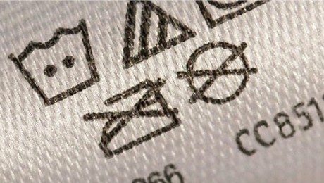 Care and content label, washing